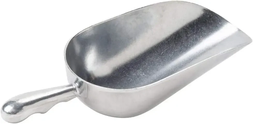 38 oz Aluminum Utility Scoop with Contoured Handle, One-Piece Aluminum Scoop by Tezzorio for Dry Goods, Spices, Candies, Popcorn