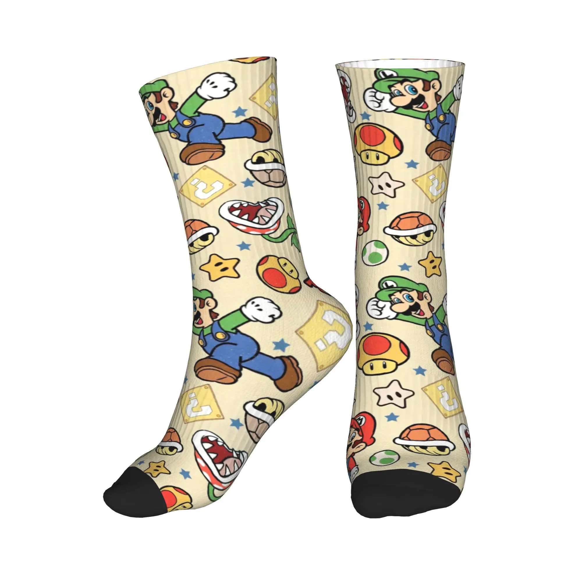 Cartoon Super Mushroom Marios Socks Men's Women's Warm Fashion Crew Socks