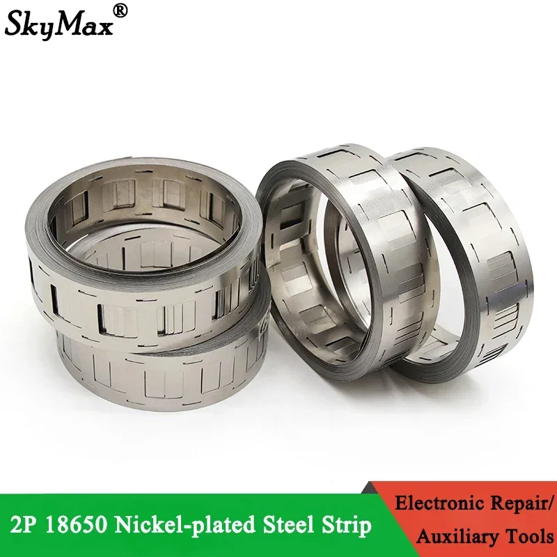 

1 Roll 10M Nickel Plated Steel Strip 2P 0.15x25.5mm 2P 0.15x27mm For 18650 Lithium Battery Pack Welding Tape Belt