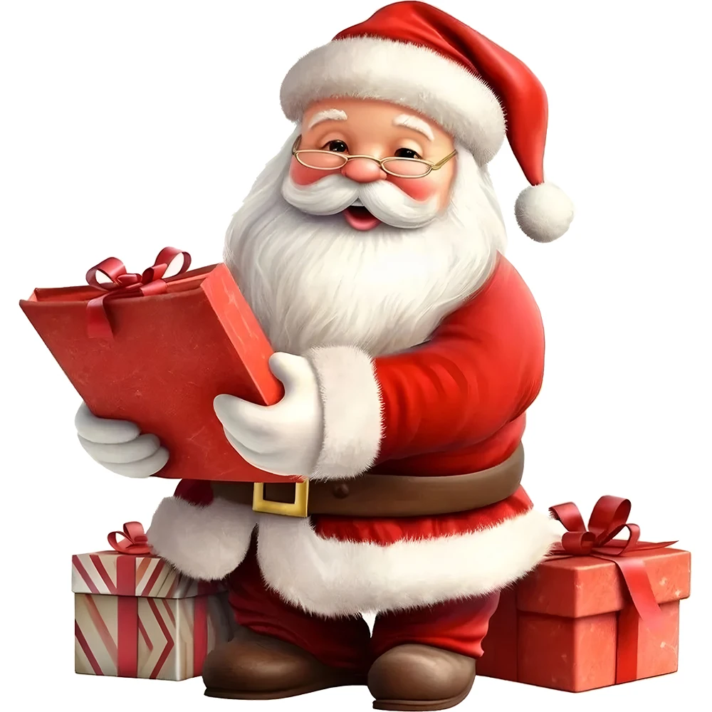 OZ3812#Santa Claus Who Gives Gifts Toilet Stickers,Wall Decal Sticker for Toilet Lid, Bathroom Decor
