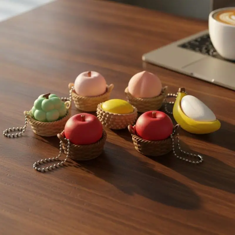 3D Printed Fruit Clicker Fidget Toy Mechanical Press Keychain Pendant Stress Relief Decor For Bag Backpack Hanging Ornament