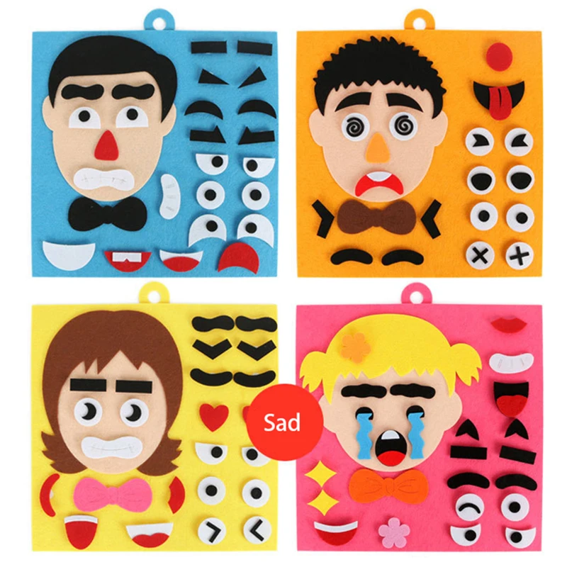 1 ensemble de jouets Puzzle à visage changeant 30CM, Style membres de la famille, feutre 3D, Expressions faciales, bricolage, jouets éducatifs cognitifs Montessori ZYF