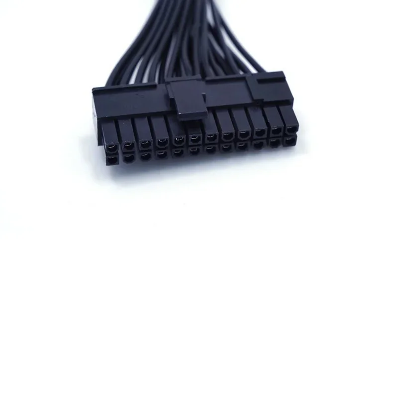 PSU Power Supply 24 Pin Extension Cable Splitter for ATX Motherboard, 24Pin To 24(20+4) Pin 12 Inch/ 30cm Black 24BB