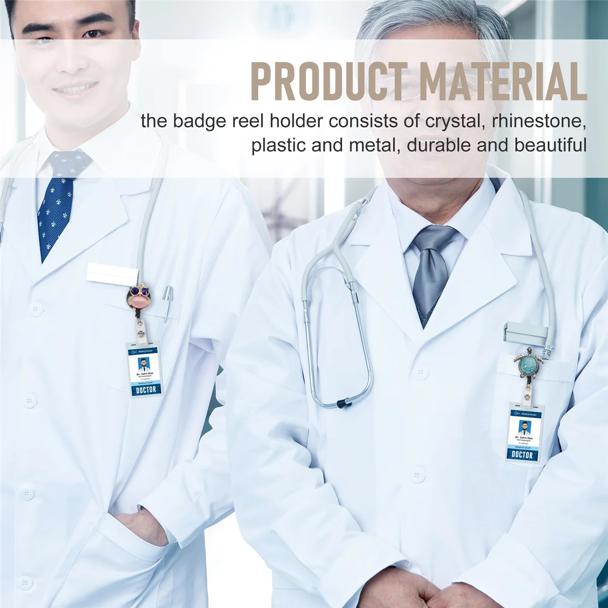 ตัวม้วนป้ายประดับพลอยเทียมแบบพับเก็บได้จำนวน5ชิ้นตัวม้วนป้ายแสดงชื่อพร้อมที่หนีบป้ายรูปจระเข้