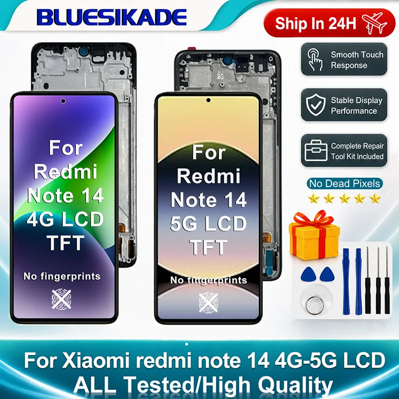 TFT New Tested Display For Xiaomi Redmi Note 14 4G LCD Screen Digitizer Assembly For Redmi Note 14 5G Display Replacement Parts
