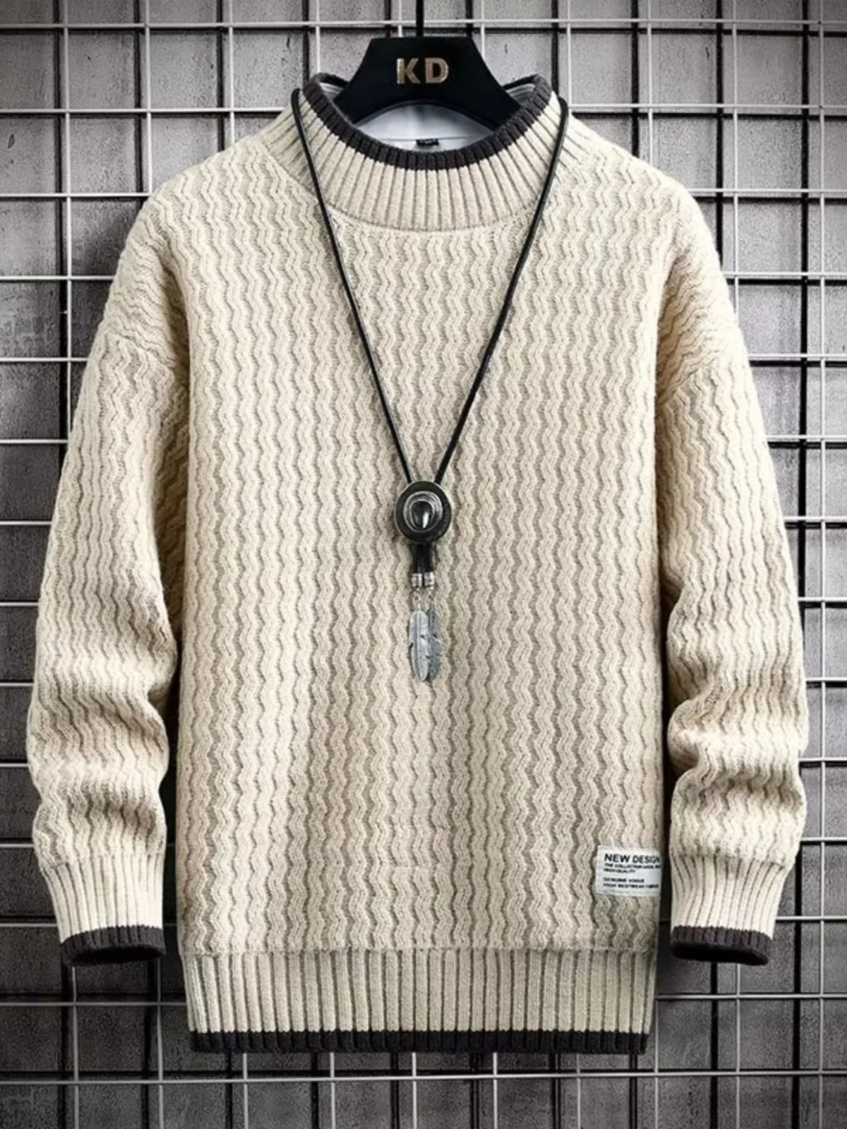 Autumn and Winter round Neck Knit sweater Men's Trendy Casual Loose Twist Sweater Solid Warm Inner wear Bottoming Shirt