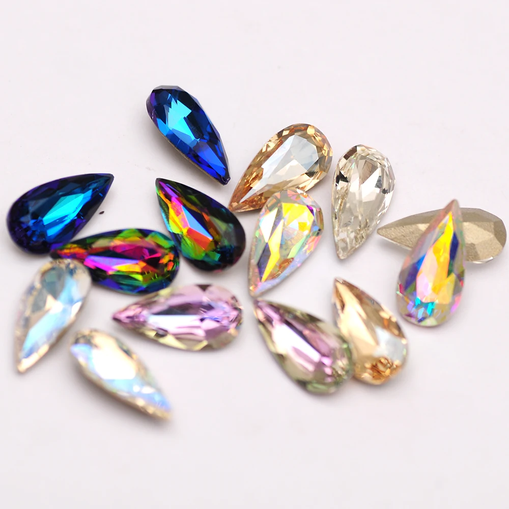 CTPA3bI New K9 Crystal Water-drop Jewelry Accessories Women DIY Fashion Pendant Style Nail Aat Garment Jewelry Brooch Decoration