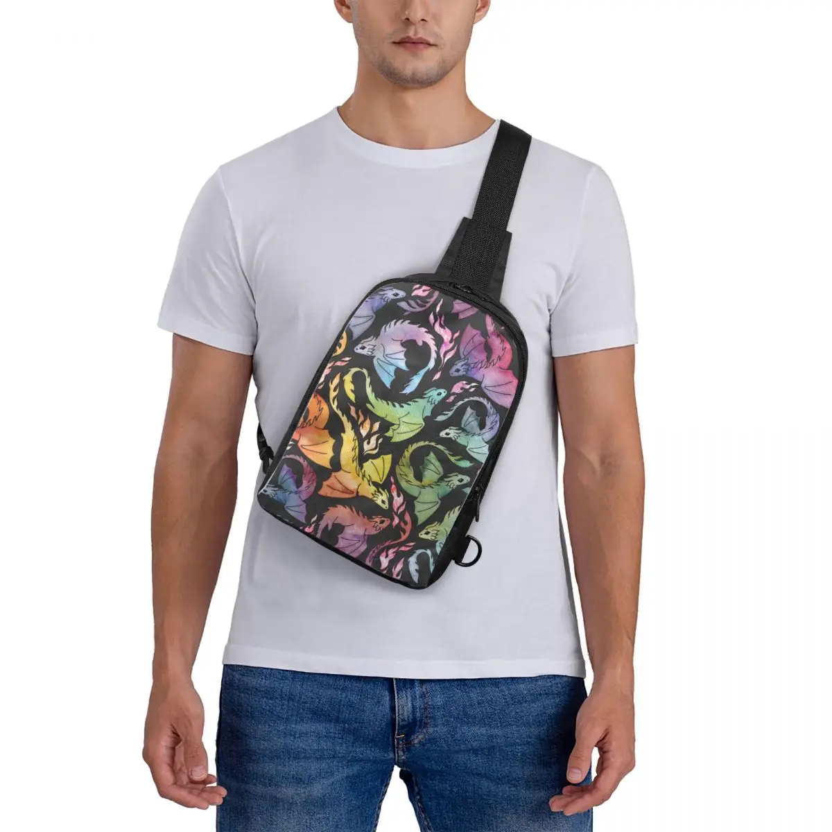 

Dragon Fire Dark Rainb нагрудная сумка Рюкзак через плечо Сумка на ремне для мужчин Путешествия Туризм Рюкзак