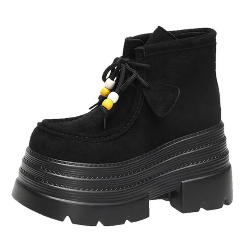 2025 منصة فاخرة حذاء بوت بطول الكاحل المرأة عالية الكعب مصمم أحذية الدانتيل موضة الشتاء أحذية امرأة قصيرة الاتجاه الجديد أحذية رياضية #3