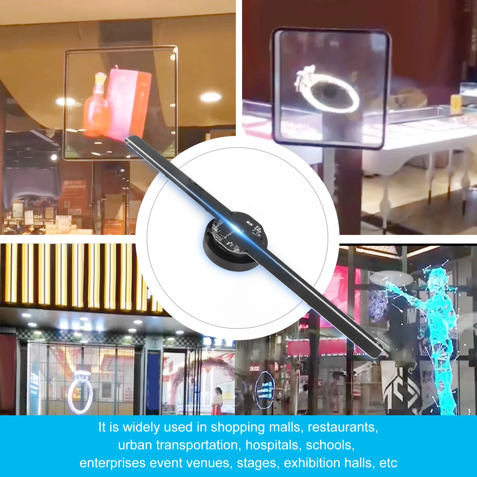 3D HD Hologram Fan 224 LED Lamp Beads Projector Wifi 42cm LED Sign Holographic Player support Image Video Advertising Display