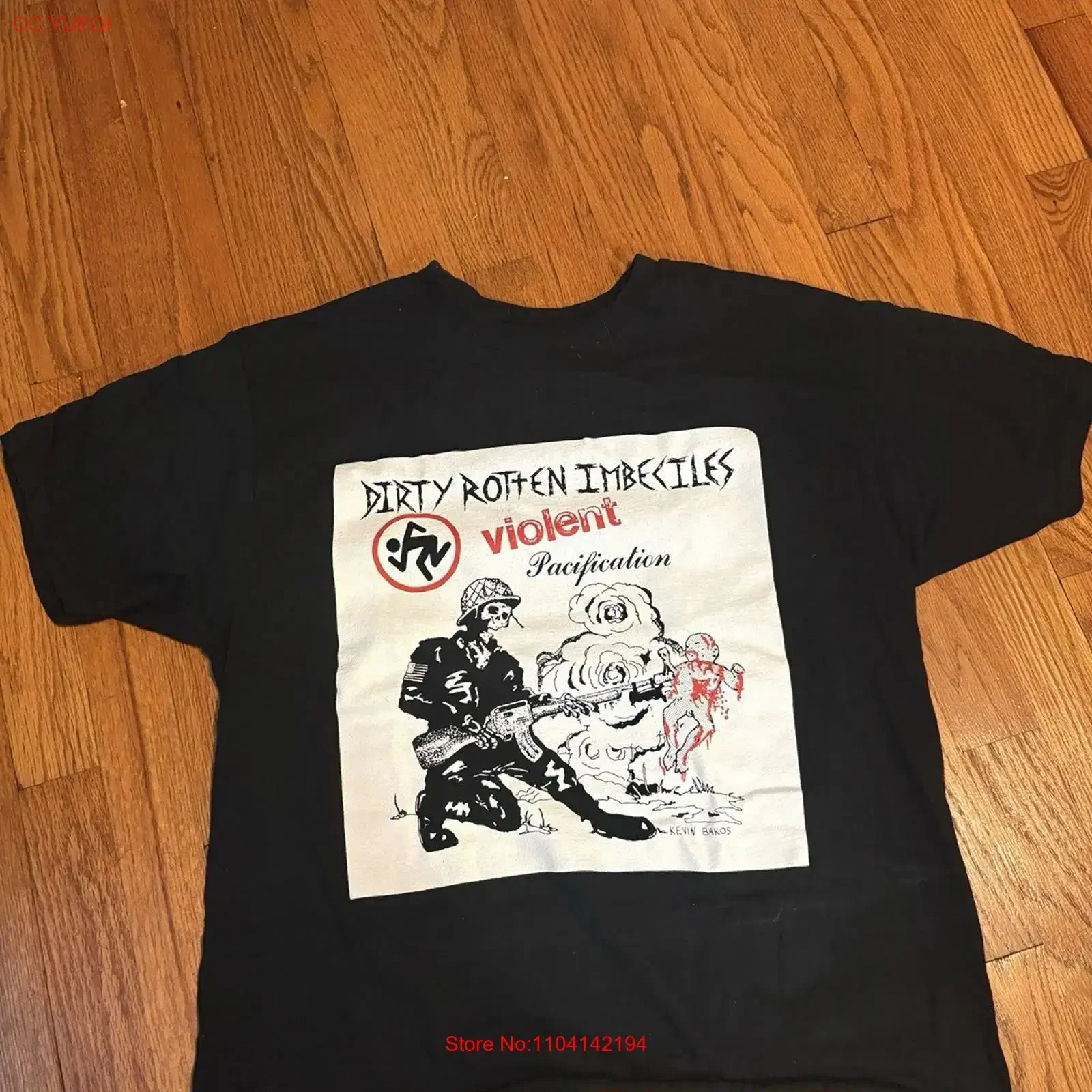 T Shirt Dirty Rotten Imbeciles Violent Pacification Size L vintage Washed Versatile homme Soft graphic Top For Everyday Wear