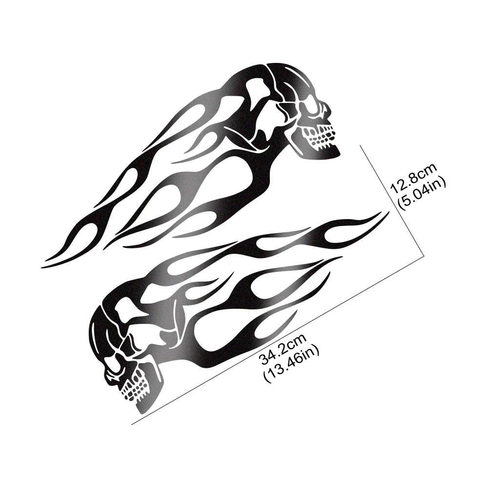 2PCS Motorcycle Oil Tank Stickers Creative Universal Motorbike Flame Skull Decals Tank Reflective Waterproof Decor Accessories