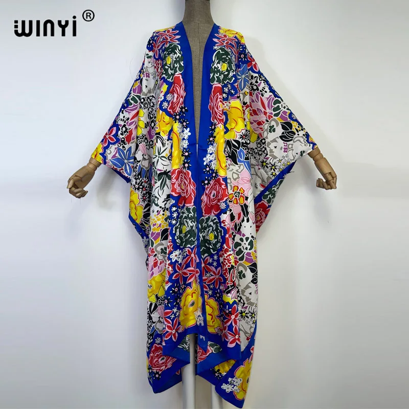 

WINYI Summer party Beach Wear Swim Suit elegant Africa 2022 women boho Cardigan stitch colorful sexy Holiday long Sleeve Kimono