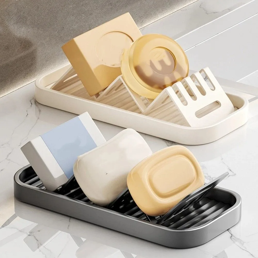 Waterproof W-Shaped Soap Rack Space Saving Detachable Tray Kitchen Storage Holder Rust Proof Stable Base Bathroom Soap Dish