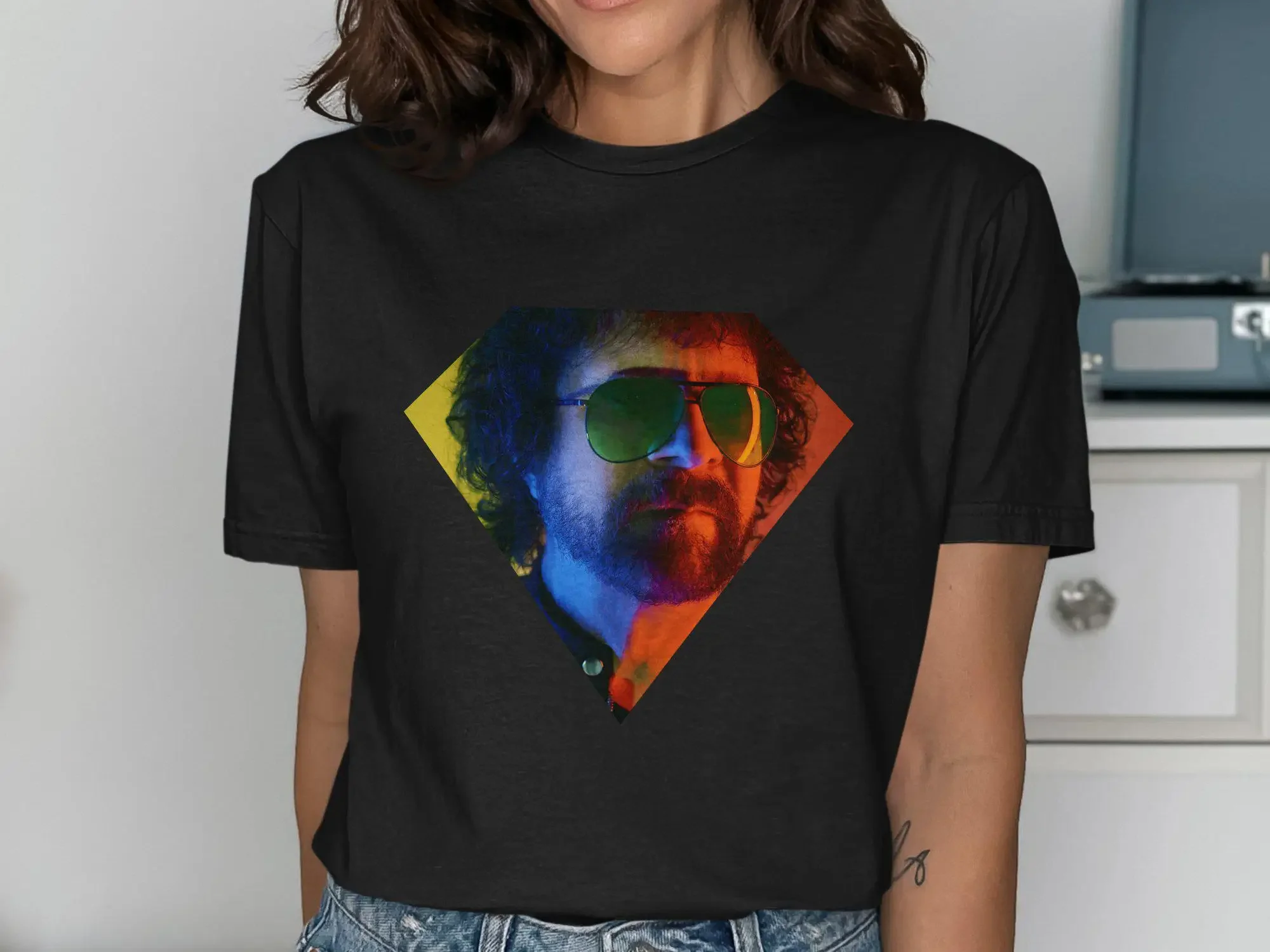 Electric Light Orchestra Jeff Lynne T-Shirt, farbenfrohe ELO-Musik-Fan-Bekleidung, Herr
