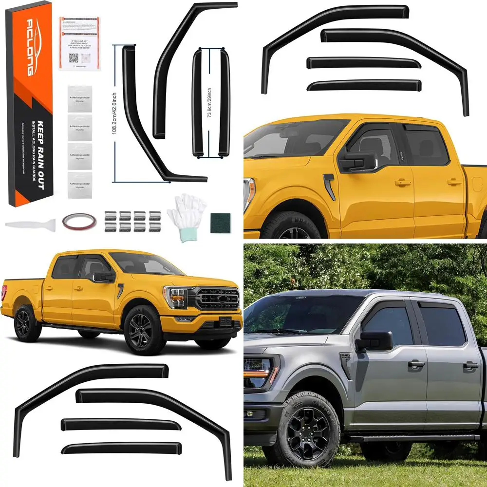 

Дождевики, совместимые с Ford F150 SuperCrew 2015-2025, канальные прочные дождевики для боковых окон, ветрозащитные дефлекторы, 2024 F15