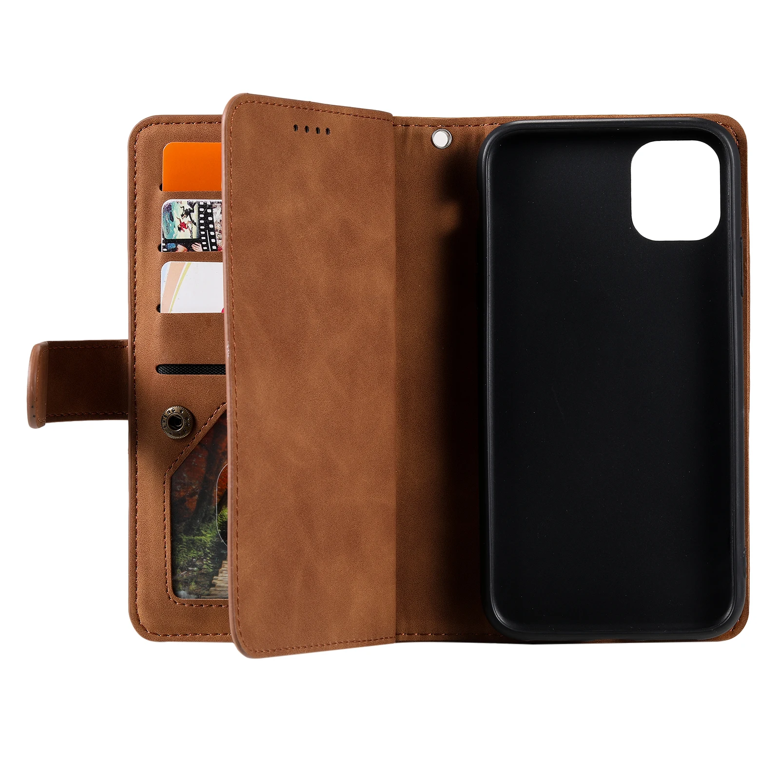 Multicard Solt Zipper Flip Leather Wallet Case dla iPhone 14 15 Pro Max 13 12 Mini 11 SE 2022 X 6 6s 7 8 Plus XR XS Book Cover — zdjęcie produktu 4
