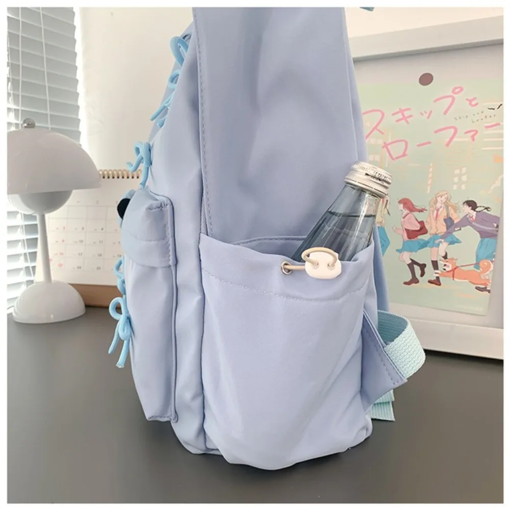 Fashion Large Capacity Bow Backpack Solid Color Zipper Girls Backpack Bow decoration Laptop Rucksack Adults