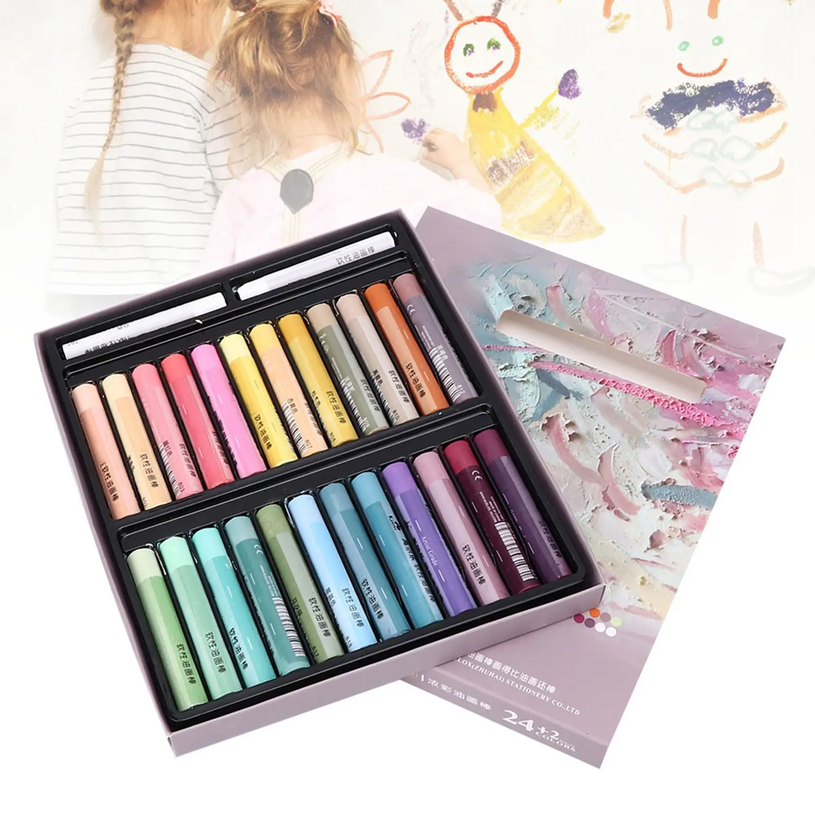 24+2 Oil Painting Stick Set Soft Oil Pastel Crayon Children Art Supplies(8724MLd2 )