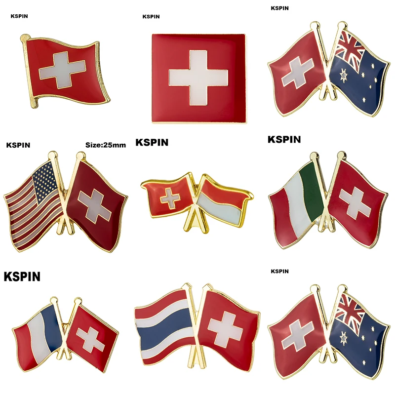 Odznaka z flagą Szwajcarii Broszka Natinal Przypinki do klapy Flaga Przypinki do klapy Odznaka z flagą kraju