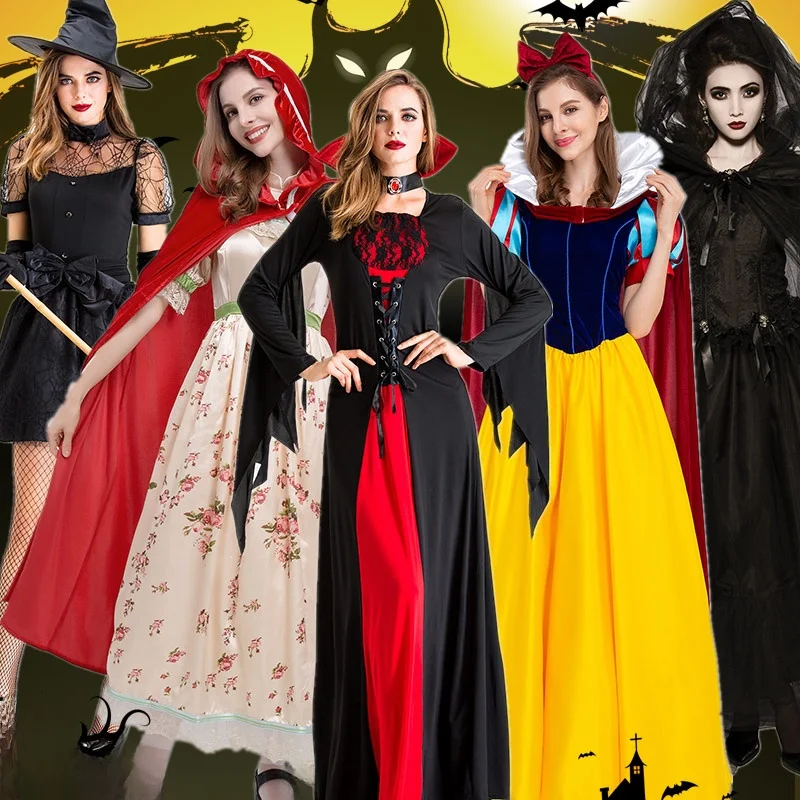 Costume da Halloween per adulti Capelli lunghi Biancaneve Dr Anna Cenerentola Belle Elsa Princ Dr Fibra di poliestere 00% Costume di scena