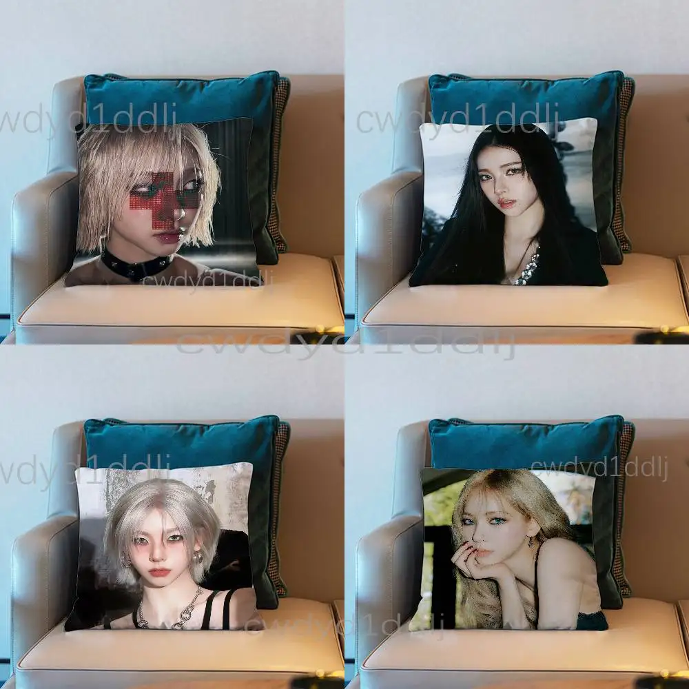 

K-Karina A-Aespa-S Pillow Case Short Plush Sofa Decorative Gift Home Double-sided Printing Cushio