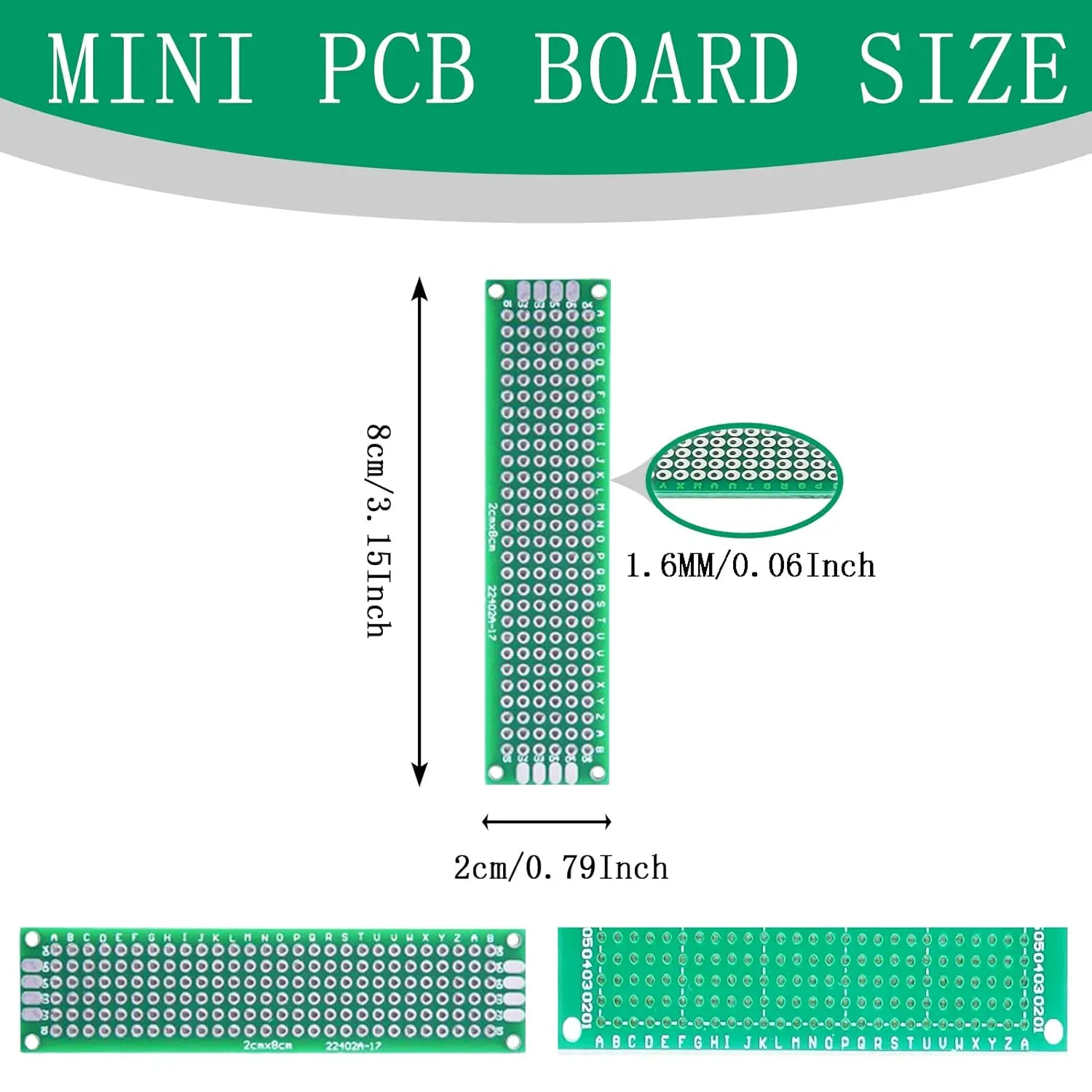 2x8cm PCB Board Small Prototype Boards Universal Printed Circuit Boards Breadboard for DIY Soldering Electronic Project image 6