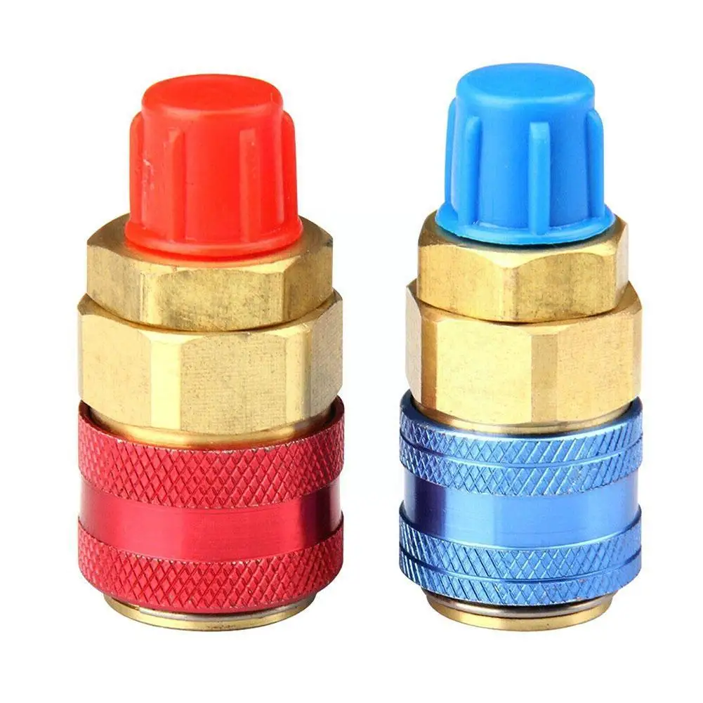 R134A Low High Auto Car Quick Coupler Connector Brass Car Adjustable Conditioning AC Gauge Air Adapters Refrigerant Manifol K7Q2