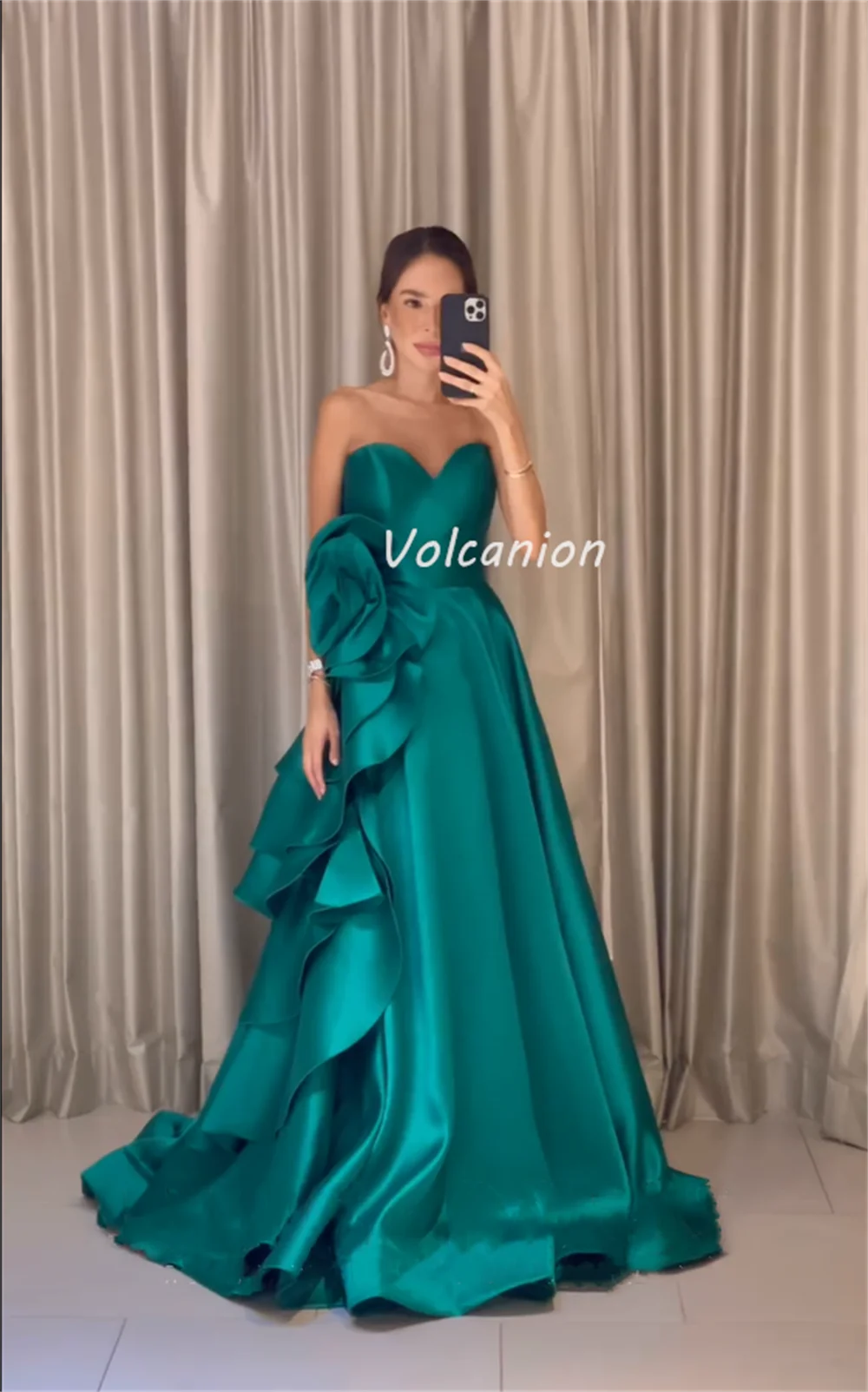 カスタマイズされたマッチング絶妙なシャルムーズドレープ手作りフラワーボールガウン恋人ロングドレスオーダーメイドオケージョンドレスフォーマル