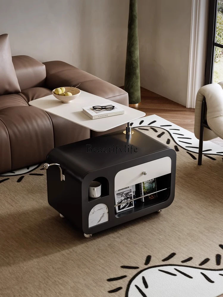 

Italian Minimalist Creative Side Table Small Trolley Sofa Side Table Storage with Wheels Movable Adjustable Height
