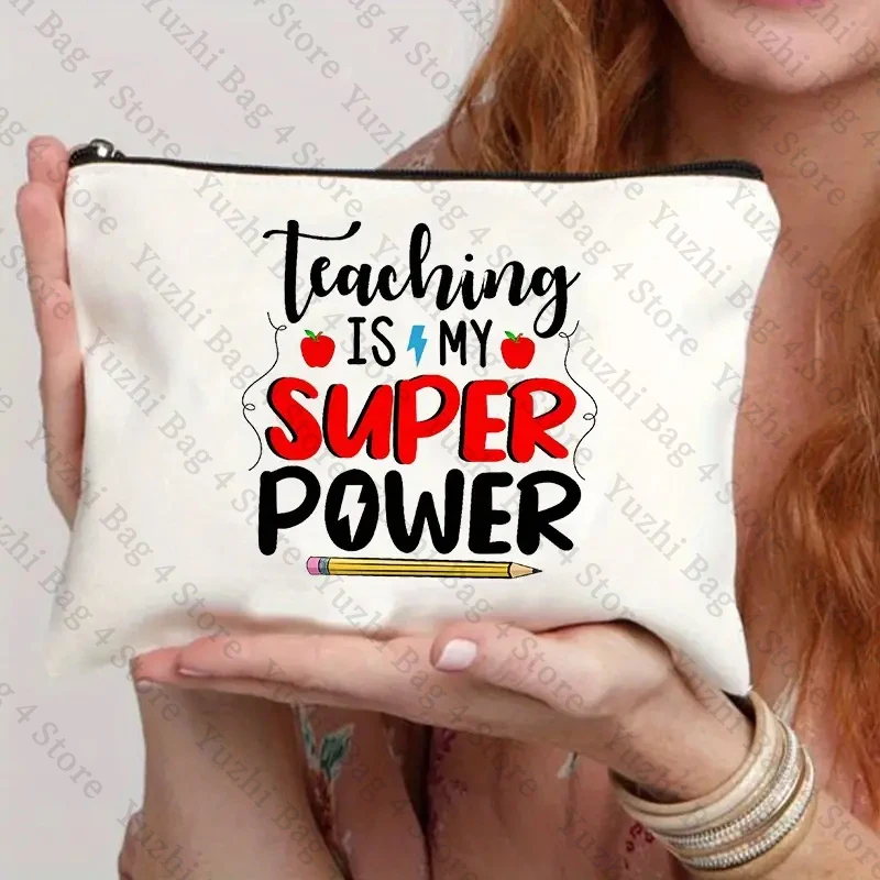 Thank You Helping Me Grow Teacher's Makeup Bag Letter Print Cosmetic Bag Pouch Purse Zipper Pouches Graduation Gift for Teacher