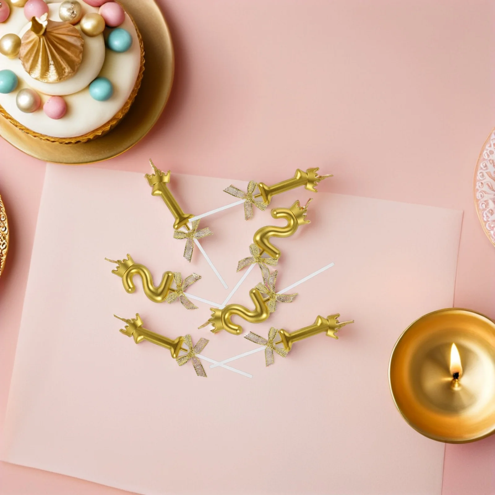 

12Pcs Birthday Candles Gold Number Crown Bowknot Elegant Cake Topper Birthday Party Decoration Essentials Candles Numbers