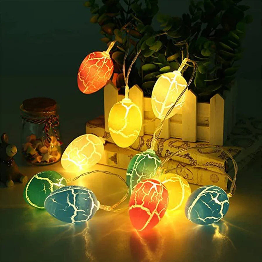 Guirnalda de luces LED navideñas con batería de 2023 M/3M, guirnalda de huevos con grietas de Pascua para decoración del hogar, fiesta de boda, novedad de 1,5