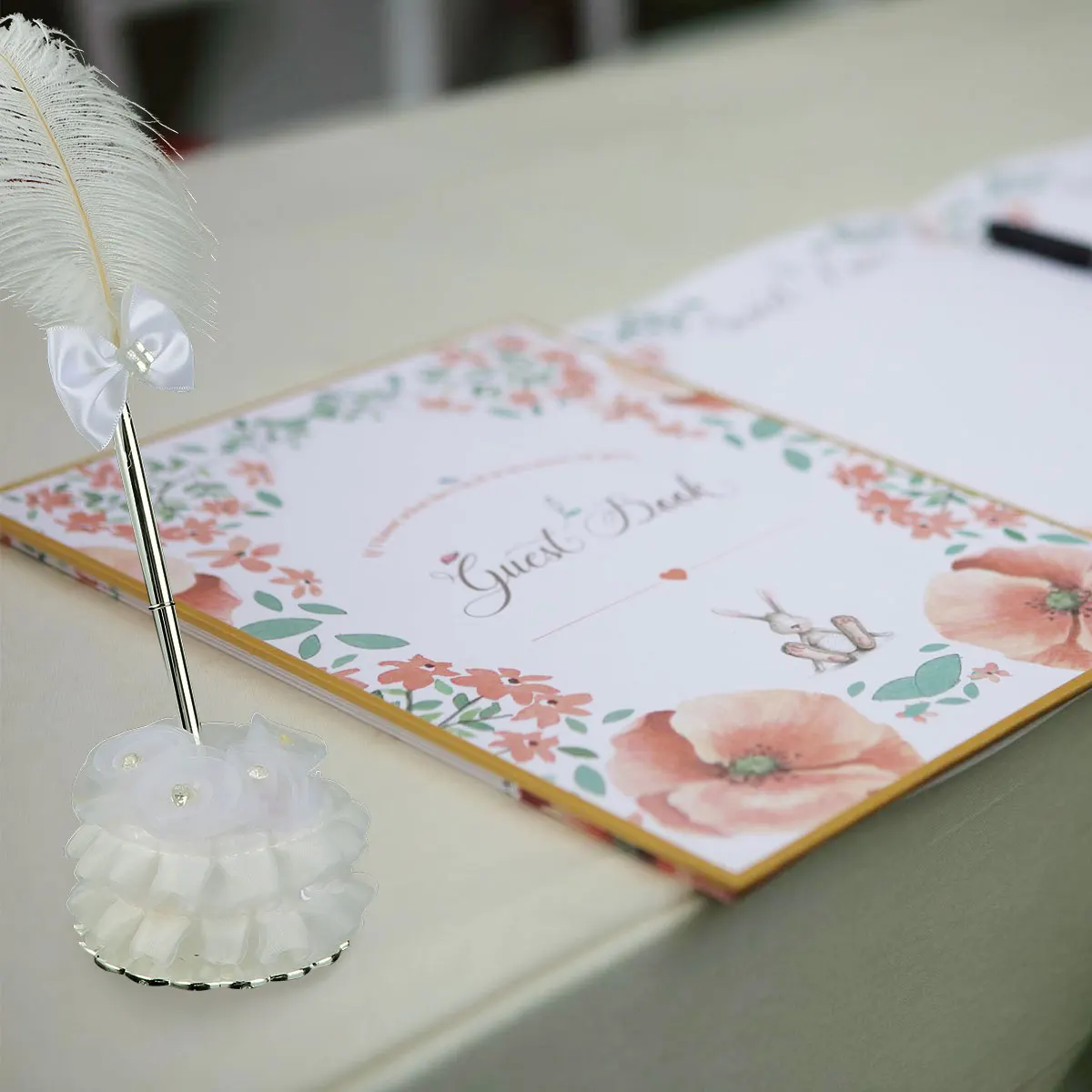 

Sign in Quill Pen Bridal Signing Wedding Guest The with Holder Guestbook and Base