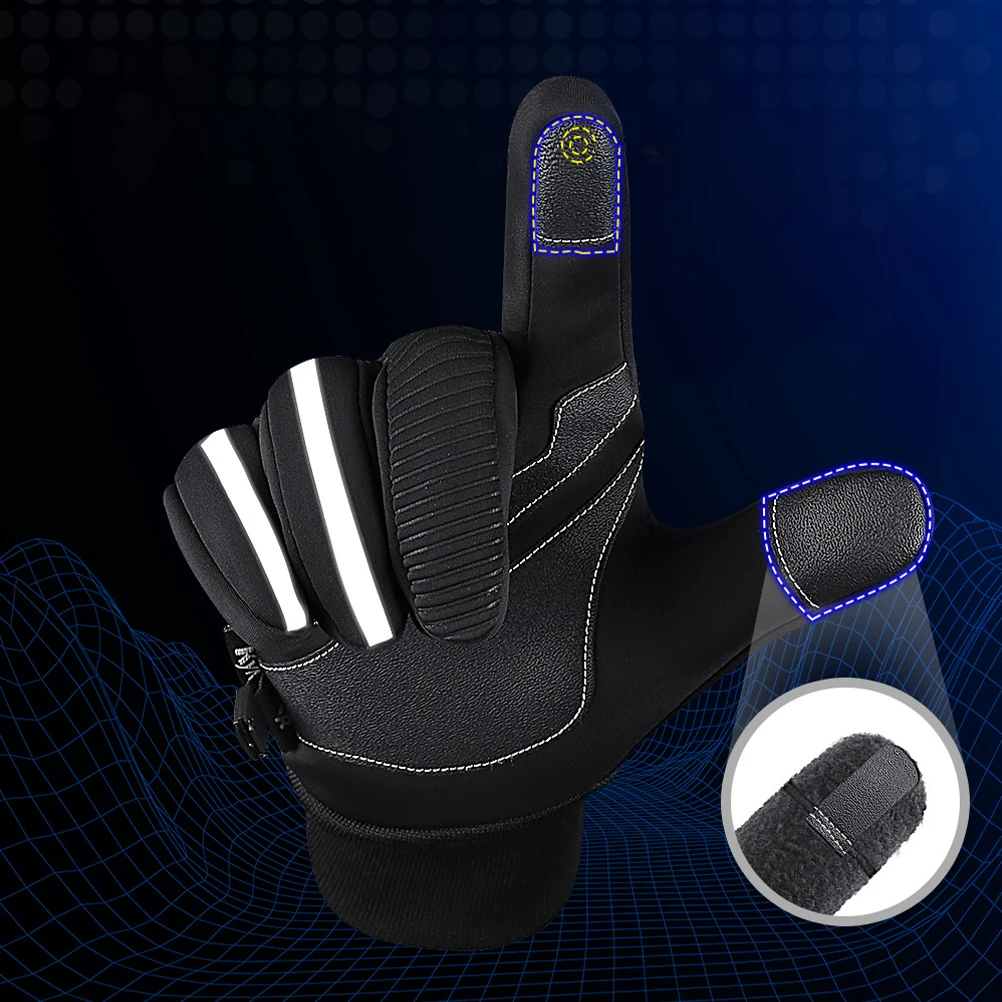 

Thermal Touchscreen Gloves Windproof Cycling Wear Resistant Sports Supplies Winter Bike Half Finger Lightweight Durable Fitness