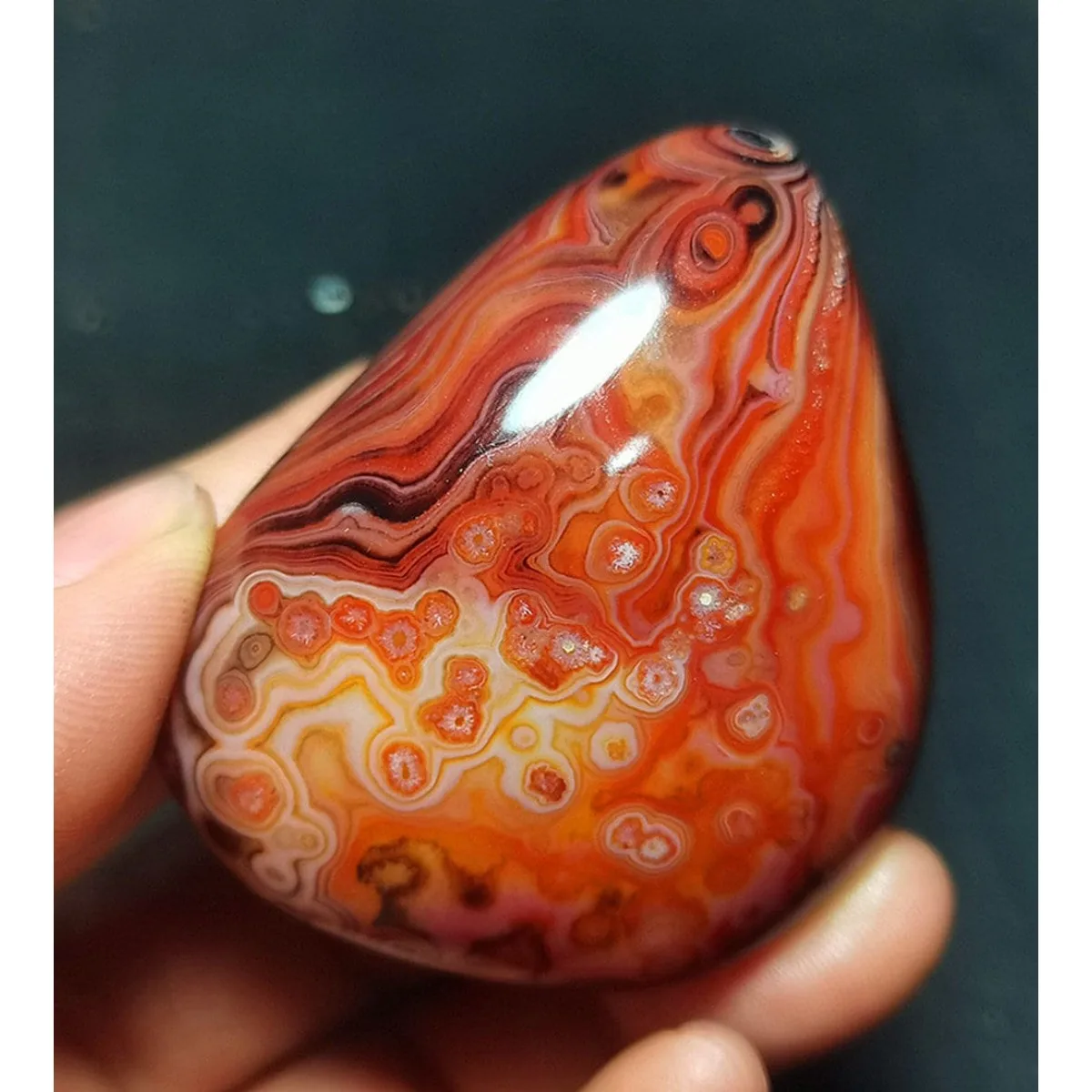 Multi Color Banded Agate Palm Stone, Polished Tumbled, Display Stone, Rock Collection, Natural Stone, Crystal Collection