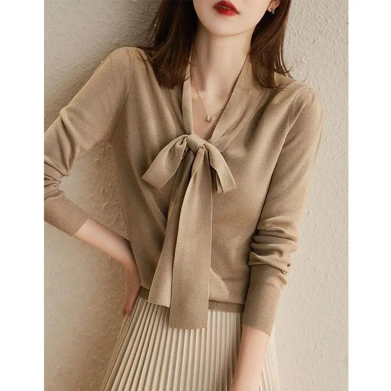 Autumn Winter New Red Women's Ribbon Slimming Solid Color Cotton Knit Cardigan Sweater Inner Outerwear