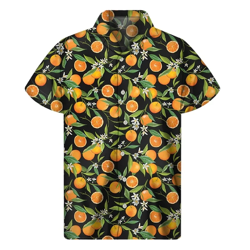 3d Print Fruit Orange Pattern Aloha Shirt For Men Women Summer Casual Plus Size Beach Shirts Mens Hawaii Holidays Blouse