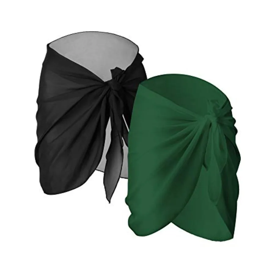 

2 шт. пляжных накидок-саронгов для женщин, шифоновые юбки-накидки для купальников, пляжные накидки для бикини