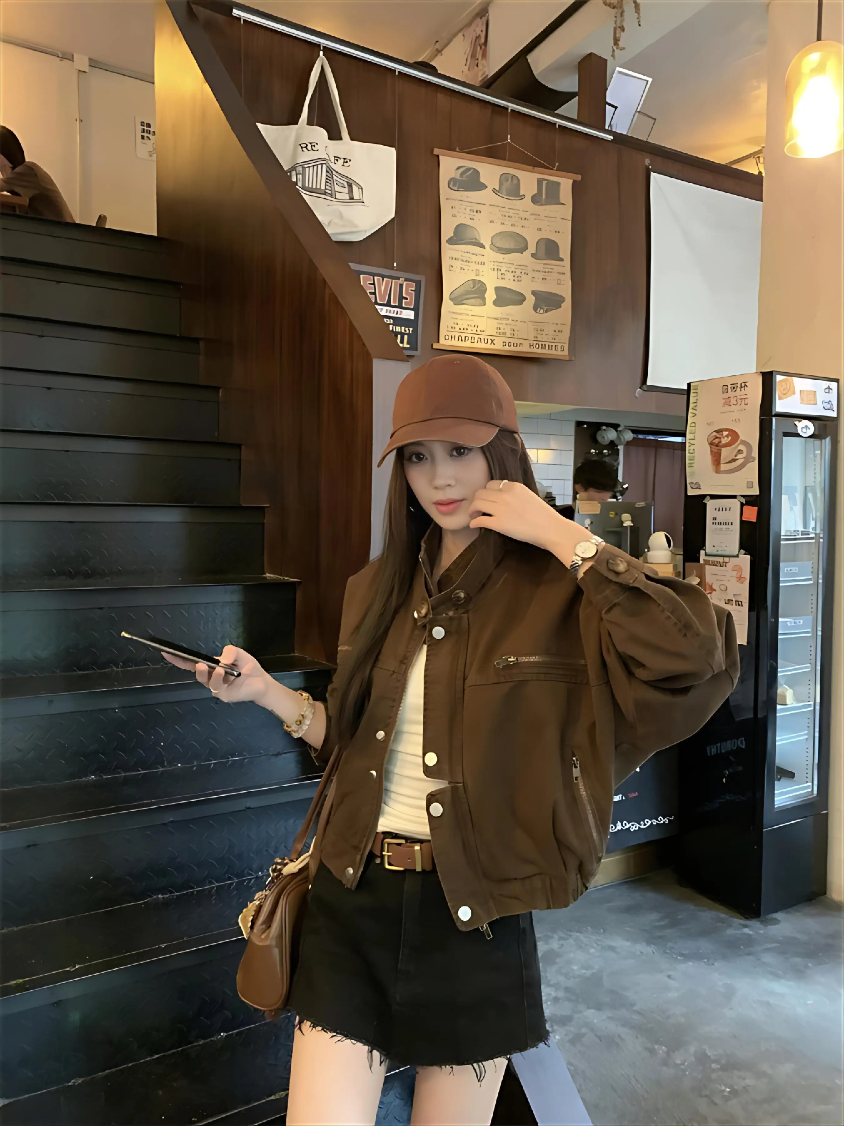 معطف الدنيم سترة امرأة المرأة الخريف سليم صالح الصوفية مزاجه بسيط دافئ زرر محززة المجهزة يزين السترات كبيرة الحجم #5