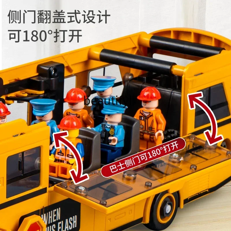 Bus scolaire Bus bébé, jouets éducatifs modèle de bus garçon à 2 portes ouvertes