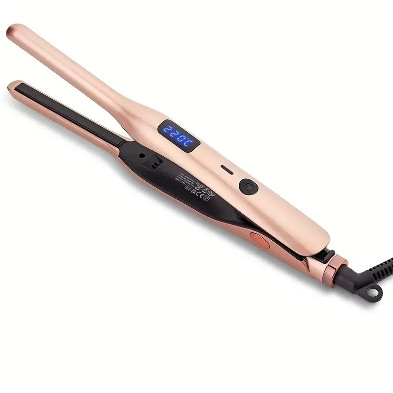 Mini Pencil Titanium Plate 430 Degree LCD Display Hair Flat Iron Curler Portable Hair Straightener