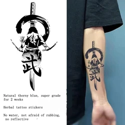 Katana espada jugo de hierbas tatuaje pegatinas hombres impermeable duradero tatuaje semipermanente imagen grande flor brazo arte tatuajes falsos