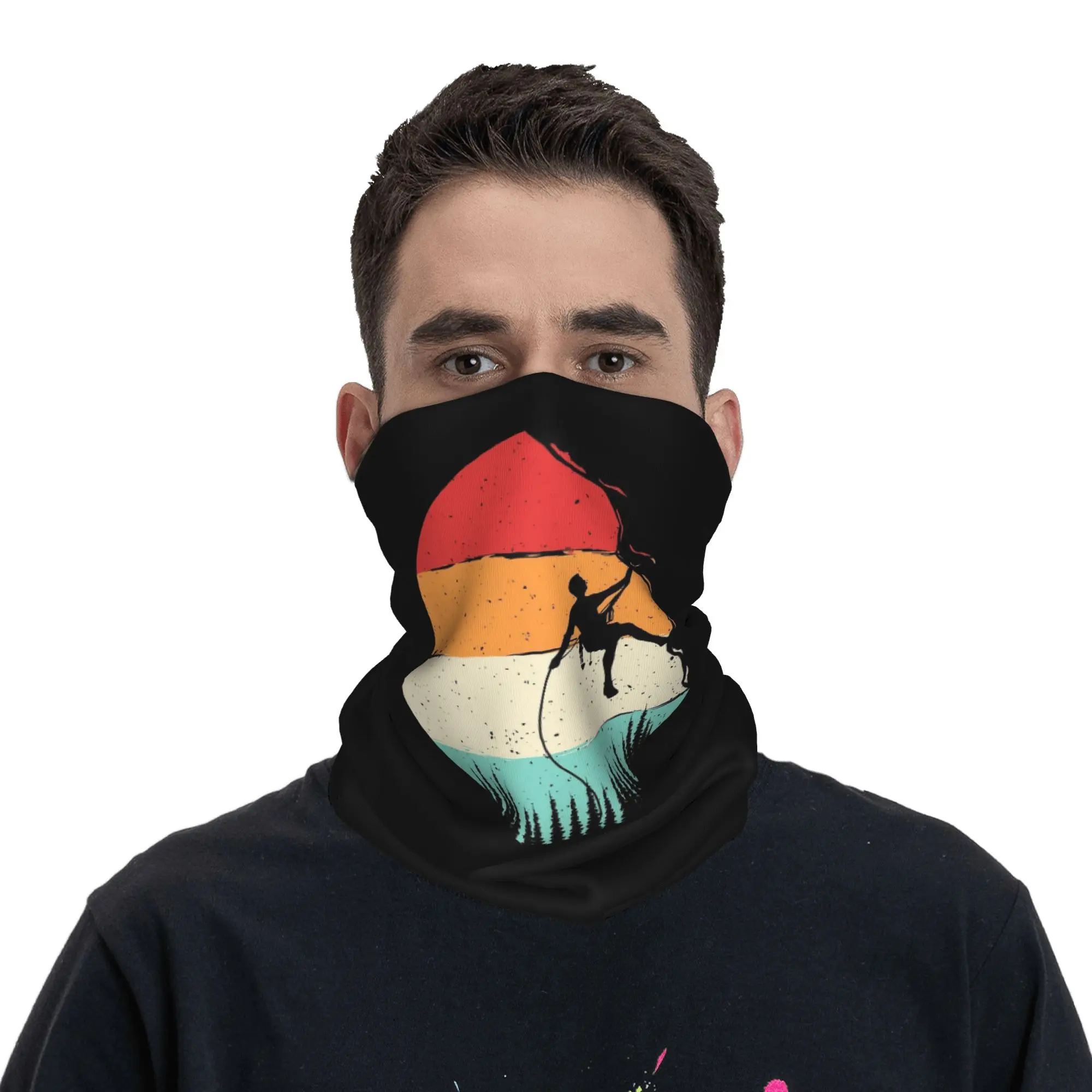 

Climbing Silhouette Design Bandana Neck Cover Printed Face Scarf Headwear Riding for Men Women Adult All Season