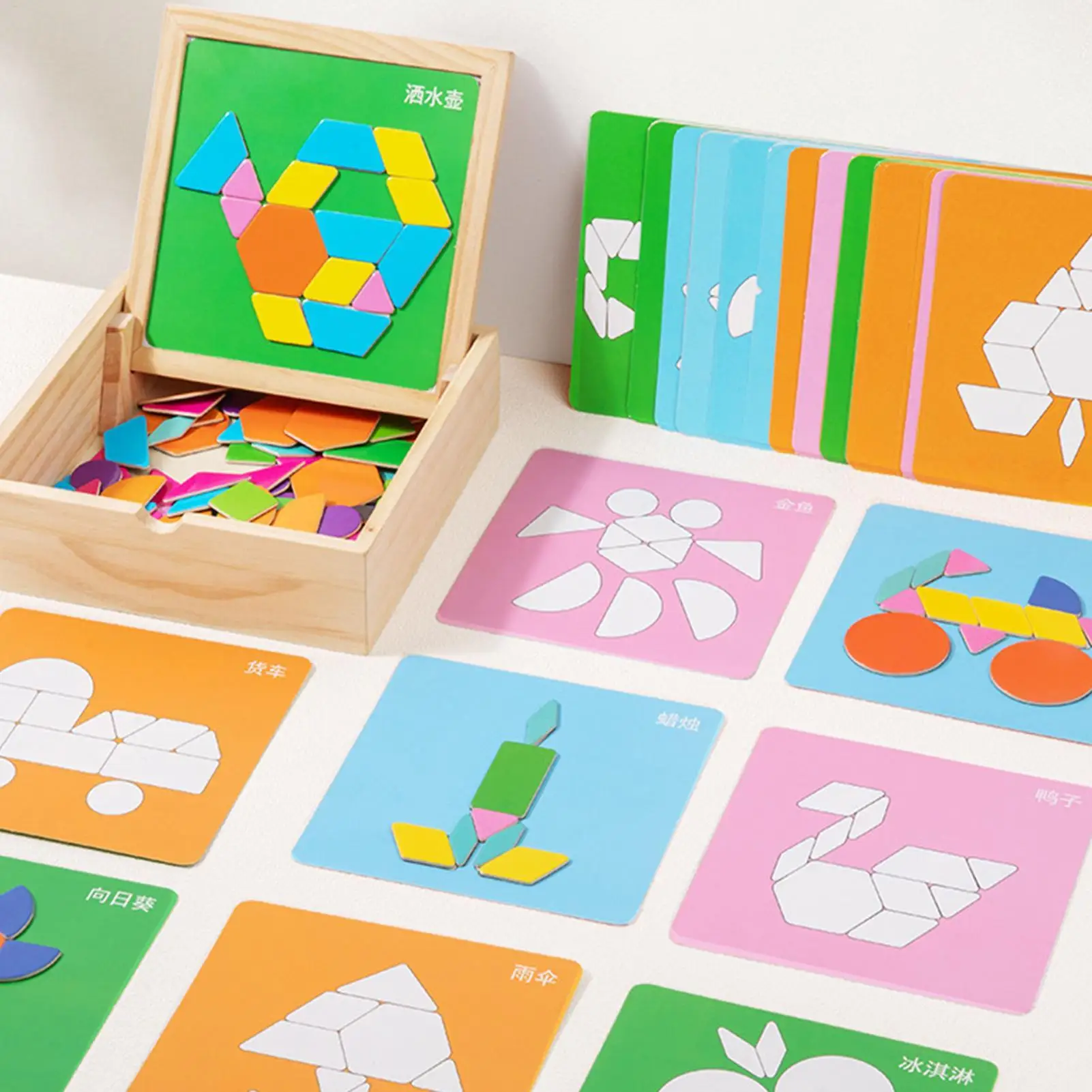 แทนแกรมแม่เหล็ก ของเล่นไม้เสริมพัฒนาการเด็กเล็ก ปริศนาเรขาคณิต สำหรับเด็กก่อนวัยเรียน อนุบาล เด็กชาย เด็กหญิง นักเรียน ใช้ได้ทั้งที่บ้านและโรงเรียน