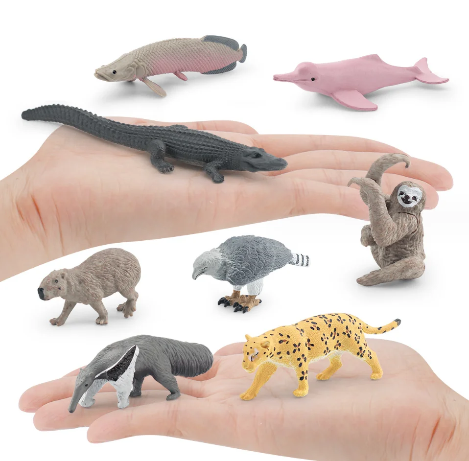 8pcs/set South American Forest Animal Models Simulational Children Action Figures Toys Gifts Collections