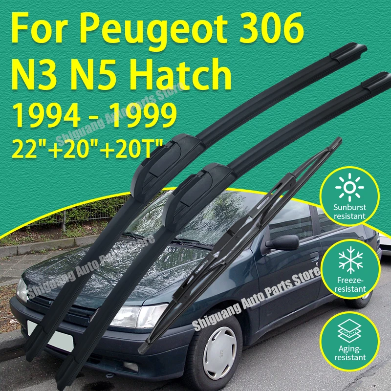 

Передние и задние дворники с силиконовым покрытием для Peugeot 306 N3 N5 Hatch 1994-1999 22 "+20" + 20" автомобильные щетки стеклоочистителя лобового стекла