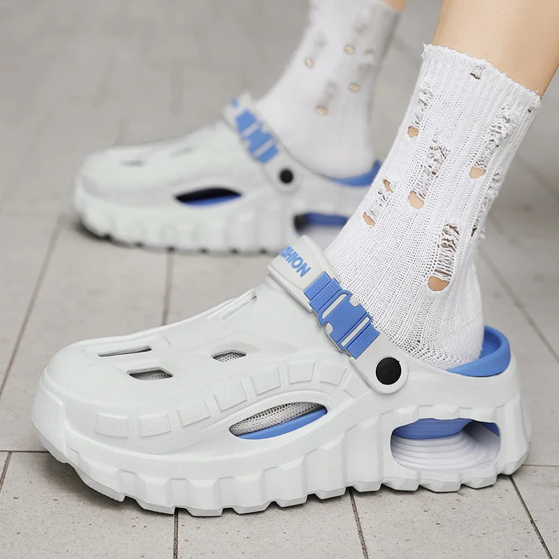 Men hollow out walking sandals flexible lightweight non slip sweat wicking soft sole casual outdoor slip on slides