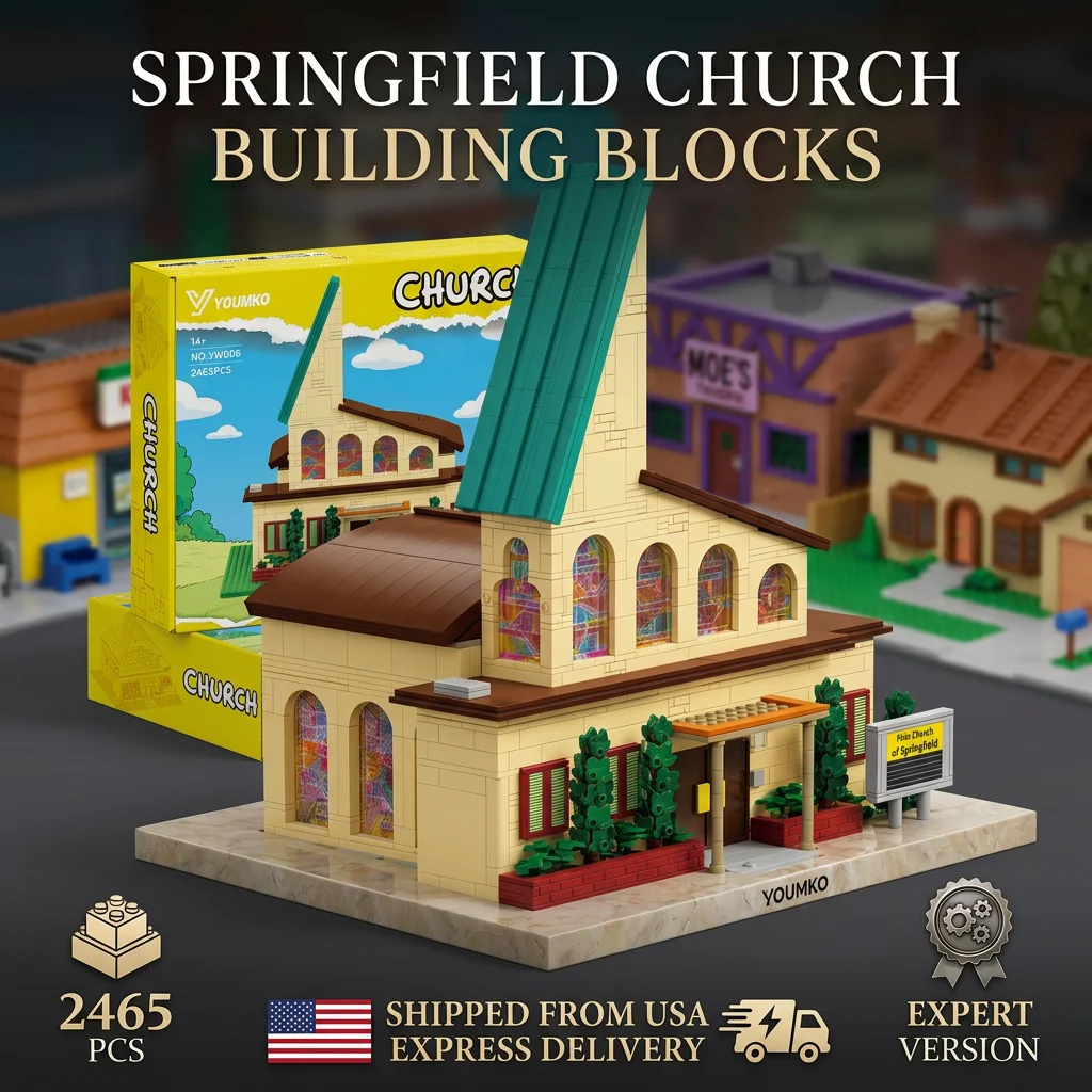 

Набор строительных блоков Springfield Church (2465 деталей) MOC: Модульная модель дома в стиле аниме для взрослых, коллекционный подарок