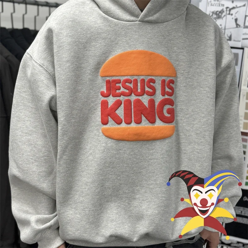 Puff Print Saint JESUS IS KING Hoodie Men Women Pullovers